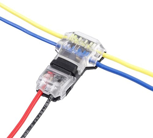 Wire Connectors, T Tap Wire Connectors for 14-18 AWG Wires, No Wire Stripping 3 Way 2 Pin Wire Connectors, Solderless Wire Splice Connectors, Low Voltage Wire Connectors 12 Pack