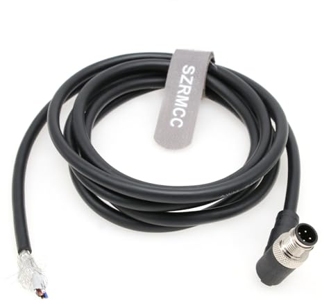 SZRMCC M12 A-Code 4 Pin Stecker Rechtwinklig auf Blankem Draht IO Kabel für Industriekamera Sensorik Aktorik Verbindungen Gerät Netzwerk 22AWG (10m)