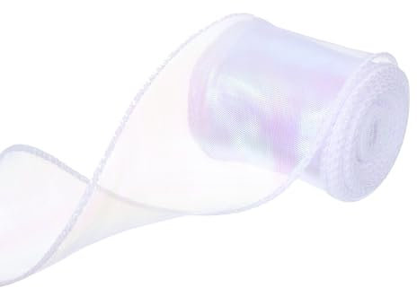 QUARKZMAN 9m Organzaband, 6cm Breit Chiffo Geschenkband,Organza Schleifenband für Geschenkverpackungen, Weihnachtsbaum, Basteln, Schleifen, Hochzeitseinladungen, Weiß