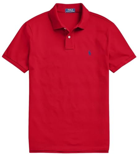 POLO RALPH LAUREN Herren-Poloshirt, schmale Passform, ikonisches Netzgewebe, Ralph Lauren Red, L