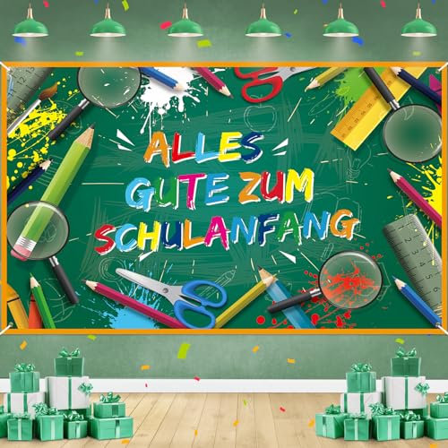 Schulanfang Deko Banner, Grün Alles Gute Zum Schulanfang Banner, Jungen Mädchen Einschulung Deko Banner Für Schule Klassenzimmer Schulanfang Party Dekor 72,8 * 43,3 Zoll