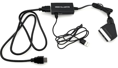 JZK Convertidor de euroconector a HDMI con cable HDMI, Full HD 720P/1080P, convertidor de audio de vídeo para proyector de monitor HDTV, entrada euroconector HDMI, salida HDMI, adaptador de audio de