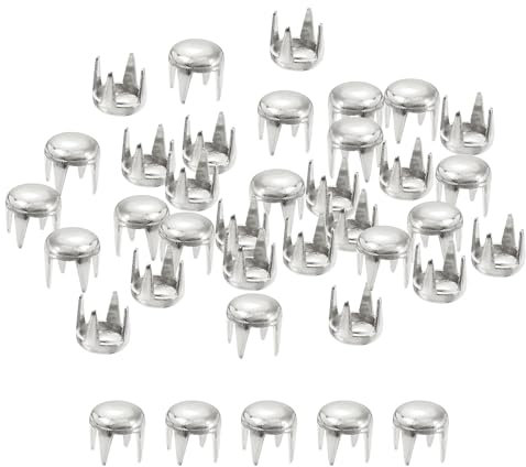 sourcing map 80 remaches redondos plateados de latón de 4 mm, puntas de clavo, punk, rock, cuentas de garra para bricolaje, ropa, cinturón, bolsa, zapatos, pulsera, cuero y manualidades