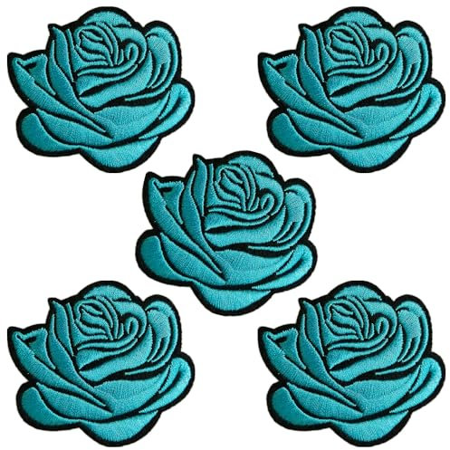 BPA 5 Stück Aufnäher,Bügel Patches,Flicken zum Aufbügeln - Blaue Rose