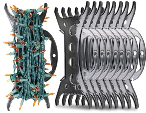 Filltown 8 Pcs Christmas Light Organiser, Multi-functional Holiday Light Organiser, Light Cord Organiser, Christmas Light Organiser for String Lights, Extension Cords, Wreaths, Beads, and More, Black