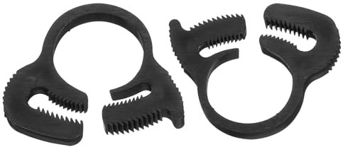 sourcing map 2 Pcs Adjustable Double Snap Grip Hose Clamps Plastic 15.2-16.2 Mm/0.6-0.64 Inches Inner Dia Adjustable Several Ratcheting Tubing Clamp for Home, Black