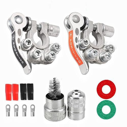 Automotive Conversion Kit - Quick Release 4-Way Automotive Battery Terminals Battery Terminal Cleaner for Positive and Negative Battery Terminal Connectors Boats, Cars, Vans and Trucks (ZX-T100)