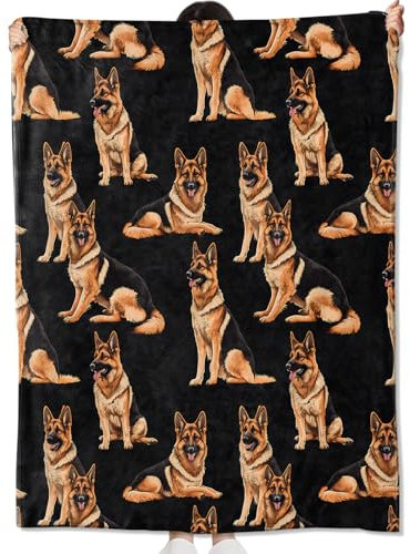 amepay Decke mit deutschem Schäferhund, Geschenke für Kinder, Erwachsene, Mädchen, kühne und treue Welpen, Flanell, weich, bequem, leicht, für moderne Couch, Bett, Sofa, stilvolle Dekoration,
