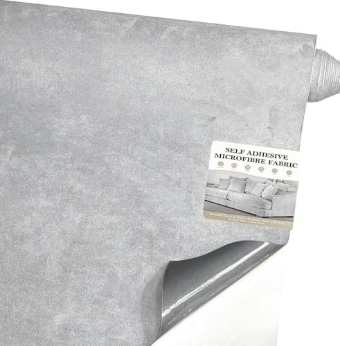 Mikrofaserstoff Selbstklebend für Cockpit,Wildleder Optik Kunstleder,Kunstleder Wildleder Optik Stretch Dehnbar Stoff Velours (Weißgrau, 150 * 40cm)