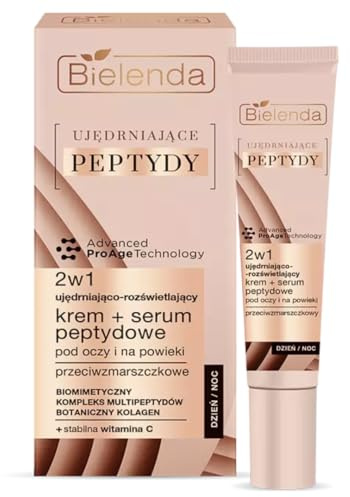 Augencreme - Serum gegen Augenringe - Augenpflege - Anti Aging Peptides - Bielenda 2in1 - Tag und Nacht - gegen Falten - straffend - weniger Schwellungen - frischer Blick