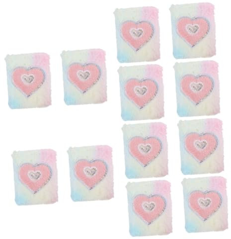 SEWACC 12 Piezas cuaderno de peluche cuaderno duplex libretas escolares cuaderno con tapa de felpa bloc de notas de piel sintética manual sencillo mini álbum de recortes Papel Colorful
