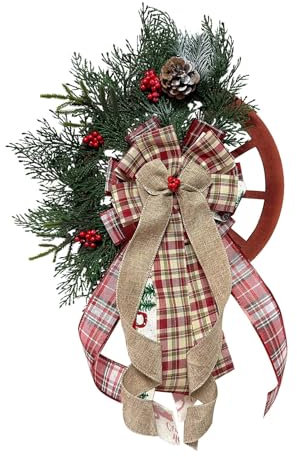 Cokbyavla Osterkorb Befüllt Erwachsene Wanddekoration, Auto-Dekoration, Kranz, Weihnachts-Hängedekoration Kranz Metall Schwarz (Khaki, One Size)