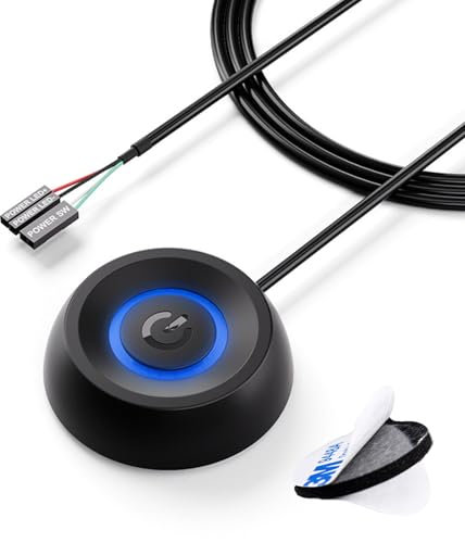 Pc Power Button,Pc-Netzschalter mit Fernstart-Funktion,1.8m Langem Kabel,Desktop-Computer Netzschalter mit LED-Licht&Selbstklebender Aufkleber,Einschaltknopf Extern Ideal für DIY,Haus&Büro