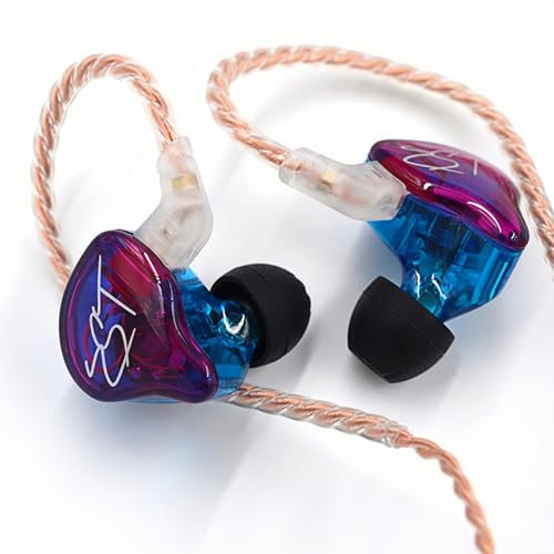 KZ ZST in Ear Earphone 1BA+1DD Hybrid Banlance Technology Armature with Dynamic with 2 Pin Detachable Cable HiFi Monitors Headphones Wired Gaming Earbuds IEM Earphones (Colorful, Without MIC)