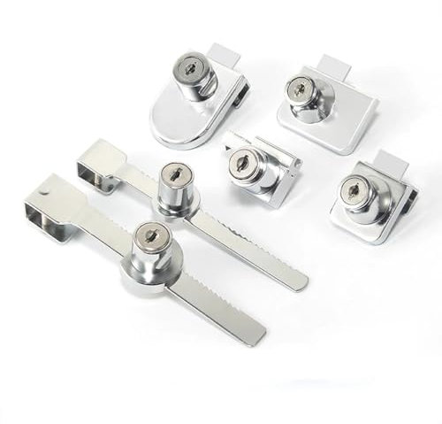 Serrure de porte en verre simple en métal, cylindre de porte d'armoire de vitrine en alliage de Zinc, serrures de porte coulissantes en verre avec clé de quincaillerie de meubles 1 pièces(Model F)