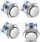 HOTUT 4 Stück Druckschalter,16mm Momentaner Druckschalter, Metall wasserdichte Taste,Hervorstehend Druckschalter,Tastschalter für Autos, hupen, Türklingeln (Hervorstehend)