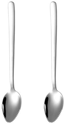 Starvway 2pcs Stainless Steel Grapefruit Spoon Thick Smooth Dessert Spoon with Serrated Cut Fruit Melon Scoop Gadget