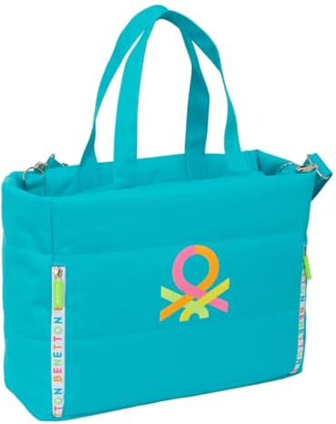 BENETTON SUMMER - Laptoptasche 35,6 cm (14,1 Zoll), mit Tasche, Rucksack, ideal für Kinder verschiedener Altersgruppen, bequem und vielseitig, Qualität und Widerstandsfähigkeit, 54 x 17 x 31 cm, blau,