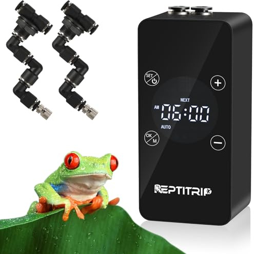 Updated Reptile Mister - Luftbefeuchter für Aquarien, Amphibien und Regenwaldpflanzen mit Timer und manuellen Sprühfunktionen