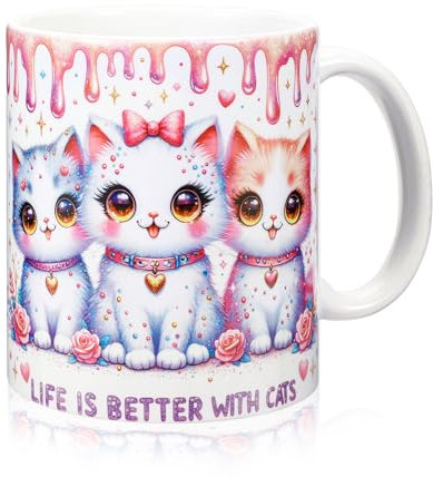 TangDouJM Gifts for Women, Cat Cups, Cute Ceramic Coffee Lovers, Birthday Gifts, Christmas, Valentine's Day, Mother's Day