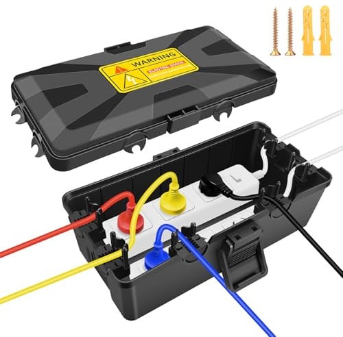 Outdoor Electrical Box Waterproof, IP54 Ratings Weatherproof Electrical Box With 6 Cable Ports, Medium Size 26x15x9cm(10x6x3.5in), Wall Mountable for Garden Tools, Outdoor Lighting and DIY