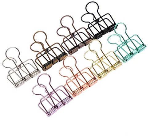 DIKACA 8 Stück Sortierte Bunte Metall-binder-clips Aus Hohlem Draht Für Büro-papier-foto-organizer