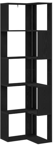 vidaXL Eckschrank mit Schwarz-Eichen-Finish | 10 Regale Holzwerkstoff Aufbewahrungslösung für Wohnzimmer und Büro stylish Moderne Regale