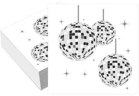 Lot de 40 serviettes jetables en papier pour anniversaire, mariage, enterrement de vie de jeune fille, fête de bal disco, 33 x 33 cm