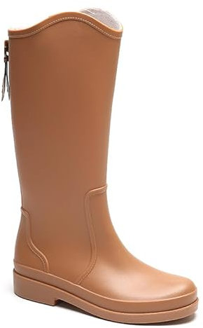 Harssidanzar donna stivaletti di gomma impermeabile alto giardino scarpe antiscivolo pioggia stivali per le donne HL226EU, Marrone, Taglia 39