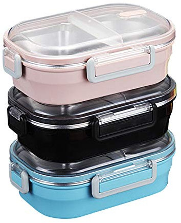 BDSHGRDH boîte à lunch, Boîtes à Bento portables en acier inoxydable, compartiment boîte à déjeuner, cuisine, récipient alimentaire étanche, isolant(Black)