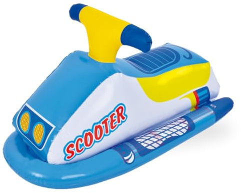 AMATOYS- Colchoneta Hinchable para Piscina – Flotador AcuAtico Resistente, Diseño Divertido, Ideal para Playa, Verano y Fiesta en el Agua (Moto Azul)