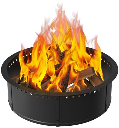mapleway Rauchfreier Feuerschalenring, 76,2 cm, groß, rund, tragbar, Metall-Feuerstelle, Zubehör für Holzverbrennung, Terrasse, Camping, Lagerfeuer