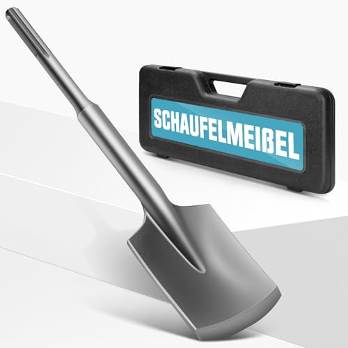 SDS Max Schaufelmeißel 110 x 435mm, Max Asphaltmeißel mit Kunststoffkoffer, Abstemmen für Abbruchhammern, Excavation Max Meißel für Mauerwerk, Asphalt & Erdreich