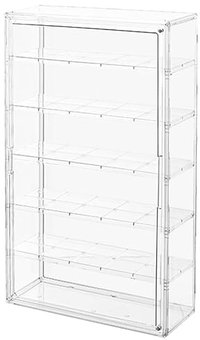 BOHOIDEE 6-stufige extra große transparente Vitrine für Figuren, Acryl-Aufbewahrungsorganizer-Box mit magnetischer Tür, wandmontierte staubdichte Vitrine für Sammlerstücke Action-Figuren