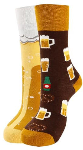 trabag Lustige Socken - Bunte Socken, Viele Witzige Motive Tier Essen Obst Sport Kunst aus Baumwolle Geschenk Asymmetrische Muster, Weihnachts Geschenk für Damen und Herren