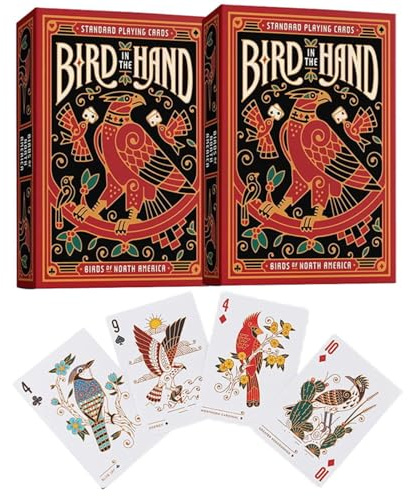 Spielkarten mit Vogel in der Hand, einzigartiger Vogel auf jeder Karte im Deck, energiereiches Spiel, 54 Karten in einem Etui, für Erwachsene, Ausflüge oder Ausflüge, reisefreundlich