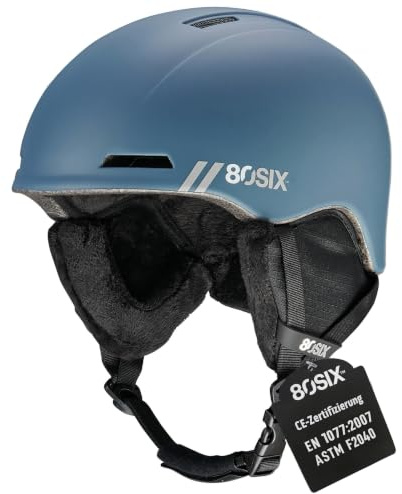 80SIX Skihelm Herren Damen, Verstellbarer Snowboardhelm | ASTM F2040 & CE EN 1077 Zertifiziert | Leicht & Belüftet | Abnehmbare Ohrpolster | Komfortabler Schutz beim Skifahren