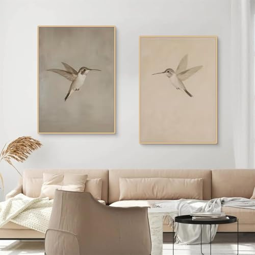 2er Poster Set, Kolibri Kunst Wandbilder Vogel Naturlandschaft Bilder Wohnzimmer, Premium Aesthetic Deko Wandposter Leinwand Bilder ohne Rahmen (30x40cm)