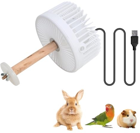 CARPJZ Haustiere Käfigventilator, USB Kleintierventilator mit Bissfestem Kabel, 2 Geschwindigkeitsstufen für Kaninchen-, Meerschweinchen- und Chinchillakäfige