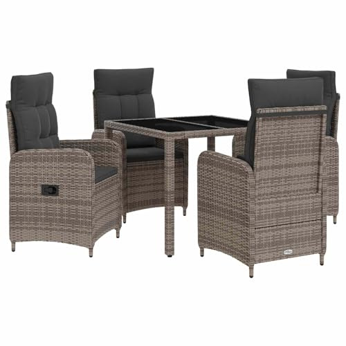 vidaXL Outdoortisch-Set 5 pcs Hellgrau und Dunkelgrau 90 x 90 x 75 cm, Stilvolles, modernes Essset für draußen, wetterfest, perfekt für Partys im Garten, Balkon oder beim Essen im Freien