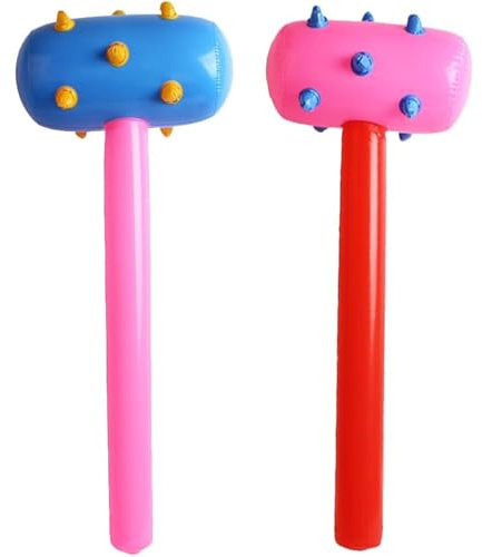 Bemonew Martillo Inflable de 12x26 Pulgadas, Lindo Juguete de Piscina de PVC, Martillo de Lobo para diversión en la Playa, 2 Piezas