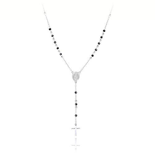SAGA GIOIELLI COLLANA ROSARIO SFERE NERE ARGENTO ACCIAIO