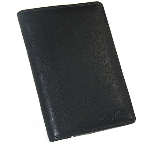 J9030 Große Herren Leder Brieftasche Ausweismappe präsentiert von RabamtaGO® - (M1 schwarz)