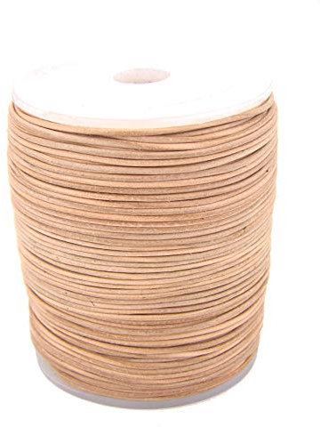 esnado Lederschnur Rund - 1 mm. Natur. 5 Meter | ECHTES Leder | pflanzlich gegerbt | ideal für die Herstellung von Schmuck und Armbändern, Basteln oder Dekorieren, DIY-Projekte, Mittelalter