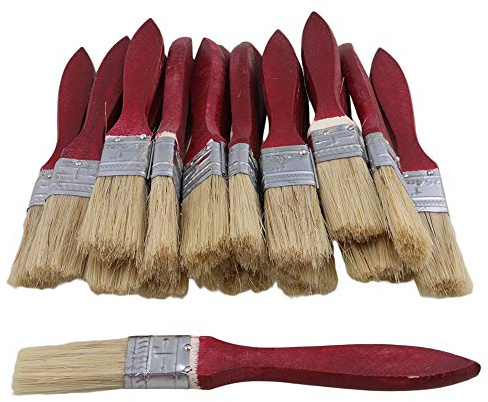 Red Wood Handle Paint Brushes, 20-Pack | 1 inch/2.54cm Handle, for Painting Decorating Home DIY Tool Set