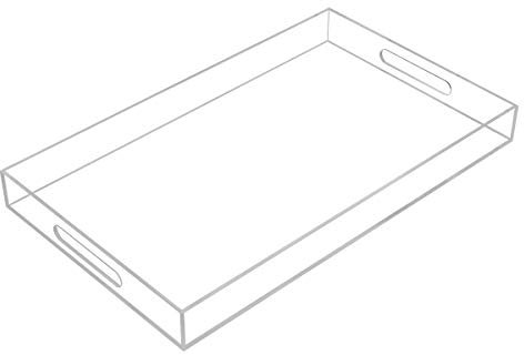 Luxytop Serviertablett aus Acryl, mit Griffen, Dicke von 5 mm, für Küche, Bad, Büro, Bar, Aufbewahrungsbox für Kosmetik, Schmuck, Toilette, Spielzeug, Gadgets 12x20x2H farblos