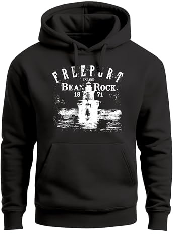 Neverless® Hoodie Herren Retro Print Leuchturm Motiv Schriftzug Freeport Island Kapuzen-Pullover Männer