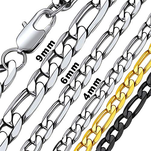 Bandmax klassische Figarokette für Herren Damen Edelstahl 6mm breit 50cm Figaro Kette Gliederkette Halskette Kette Jungs Modeschmuck Accessoire