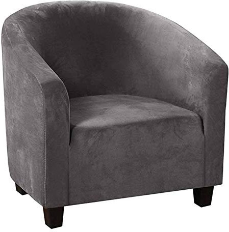 JHLD Clubsessel Sofabezug Schonbezug, Stretch Sofahusse Tub Stuhl Sessel Sofabezug Samt Stoff Weich Rutschfes Abwaschbar Für Bar Wohnzimmer-grau-1-Sitzer