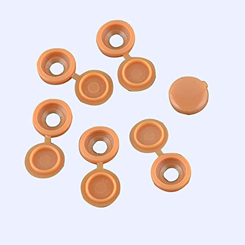Plastic Screw Cover Cap, Hole Dia. 5mm Snap-on Cover Hinged Screw Head Protection Decoration Cap for Furniture, Orange, 100 Pcs